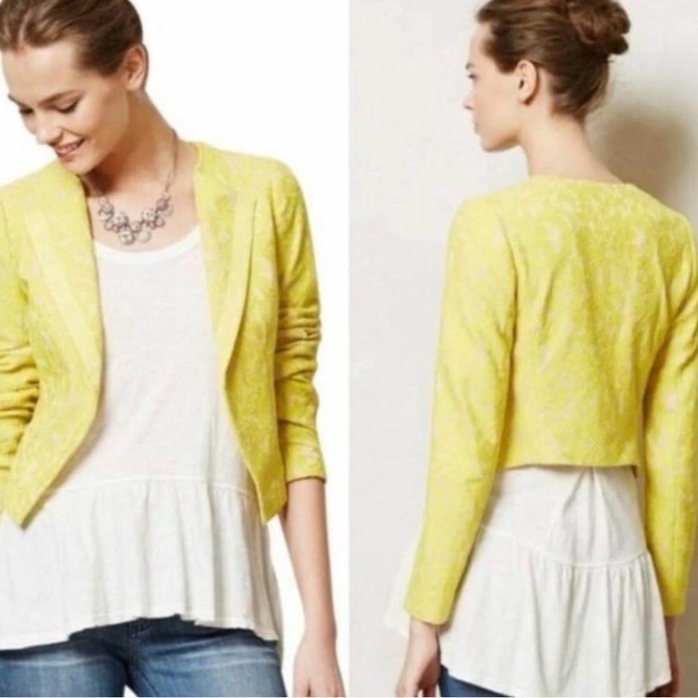 Anthropologie Elevenses Yellow Women's Blazer